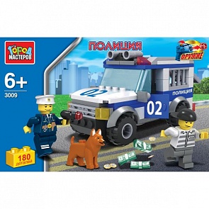 Конструктор – Полицейский джип, 144 детали (Город Мастеров, UU-3009-Rsim)